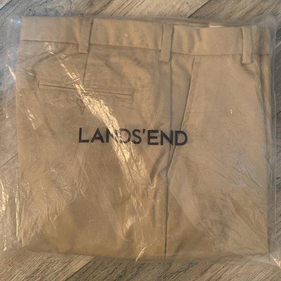NWT LANDS' END UNIFORM MEN'S PERFECT FIT CHINO PANTS KHAKI 33 UNHEMMED & 33X30 - Picture 7 of 15